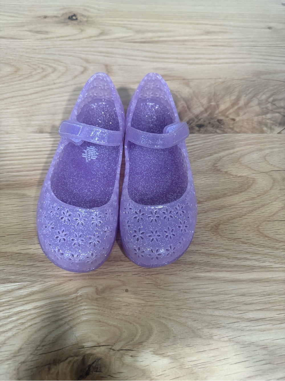 Girls Purple Glitter Jelly Mary Jane Shoes
